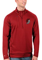 Antigua Portland Trail Blazers Mens Red Generation Long Sleeve Qtr Zip Pullover
