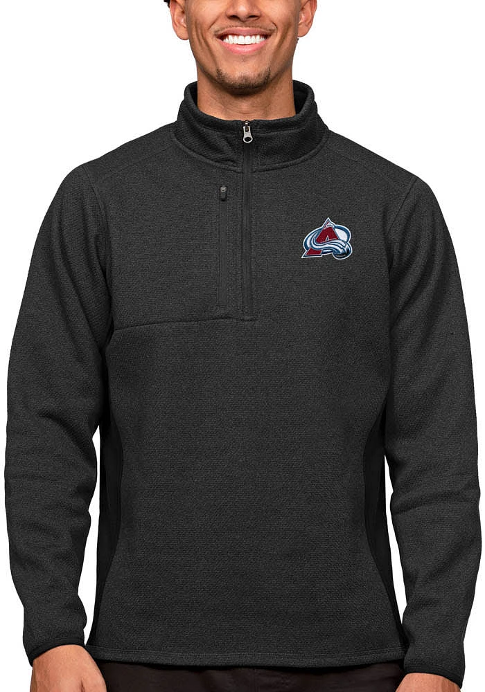 Antigua Colorado Avalanche Mens Black Course Long Sleeve Qtr Zip Pullover
