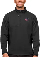 Antigua Columbus Blue Jackets Mens Black Course Long Sleeve Qtr Zip Pullover