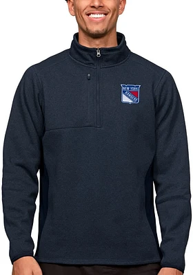 Antigua New York Rangers Mens Navy Blue Course Long Sleeve Qtr Zip Pullover