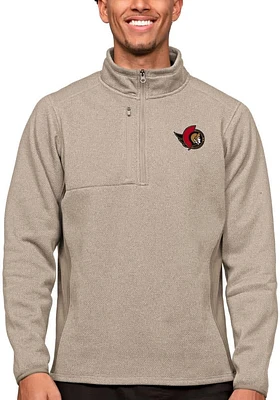 Antigua Ottawa Senators Mens Oatmeal Course Long Sleeve Qtr Zip Pullover