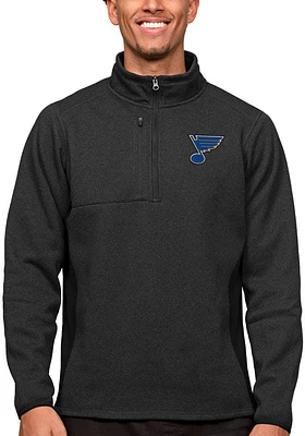 Antigua St Louis Blues Mens Black Course Long Sleeve Qtr Zip Pullover