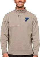 Antigua St Louis Blues Mens Oatmeal Course Long Sleeve Qtr Zip Pullover
