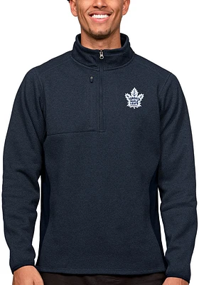 Antigua Toronto Maple Leafs Mens Navy Blue Course Long Sleeve Qtr Zip Pullover