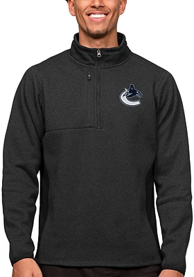 Antigua Vancouver Canucks Mens Black Course Long Sleeve Qtr Zip Pullover