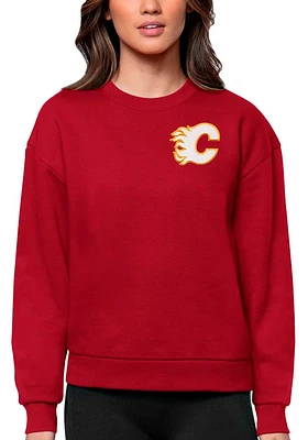 Antigua Calgary Flames Womens Red Victory Crew Sweatshirt