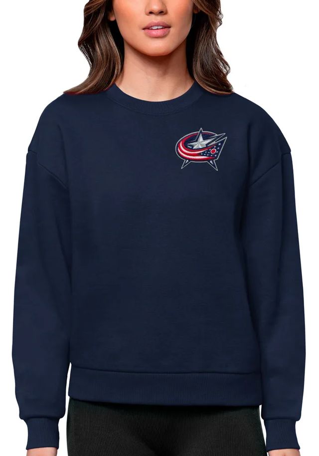 Antigua Columbus Blue Jackets Womens Navy Victory Crew Sweatshirt