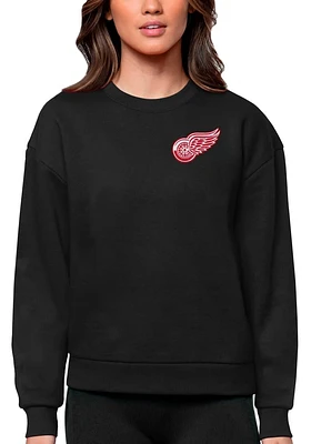 Antigua Detroit Red Wings Womens Black Logo Victory Crew Sweatshirt
