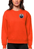 Antigua Edmonton Oilers Womens Orange Victory Crew Sweatshirt