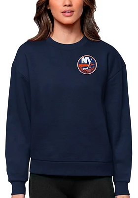 Antigua New York Islanders Womens Navy Blue Victory Crew Sweatshirt
