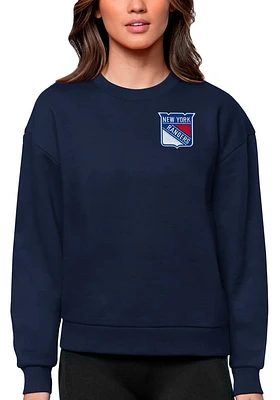 Antigua New York Rangers Womens Navy Blue Victory Crew Sweatshirt
