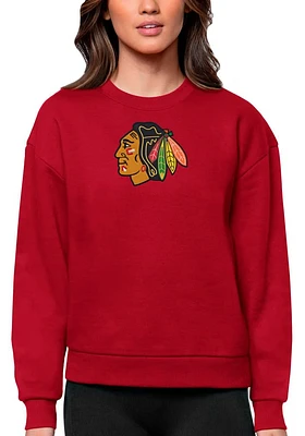 Antigua Chicago Blackhawks Womens Full Front Victory Crew Sweatshirt