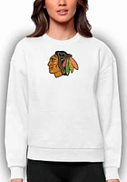 Antigua Chicago Blackhawks Womens White Full Front Victory Crew Sweatshirt