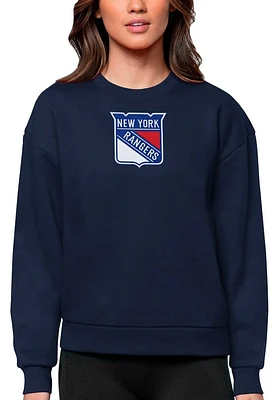 Antigua New York Rangers Womens Navy Blue Full Front Victory Crew Sweatshirt