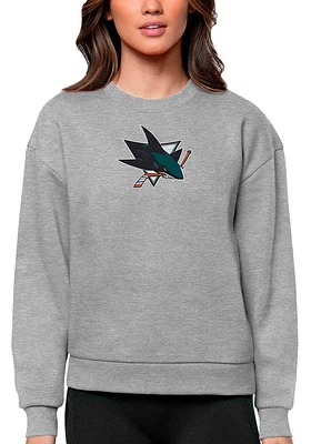 Antigua San Jose Sharks Womens Grey Full Front Victory Crew Sweatshirt