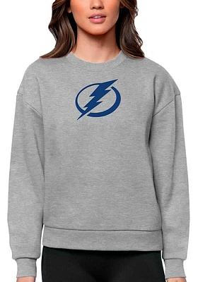 Antigua Tampa Bay Lightning Womens Grey Full Front Victory Crew Sweatshirt