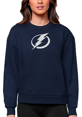 Antigua Tampa Bay Lightning Womens Navy Blue Full Front Victory Crew Sweatshirt