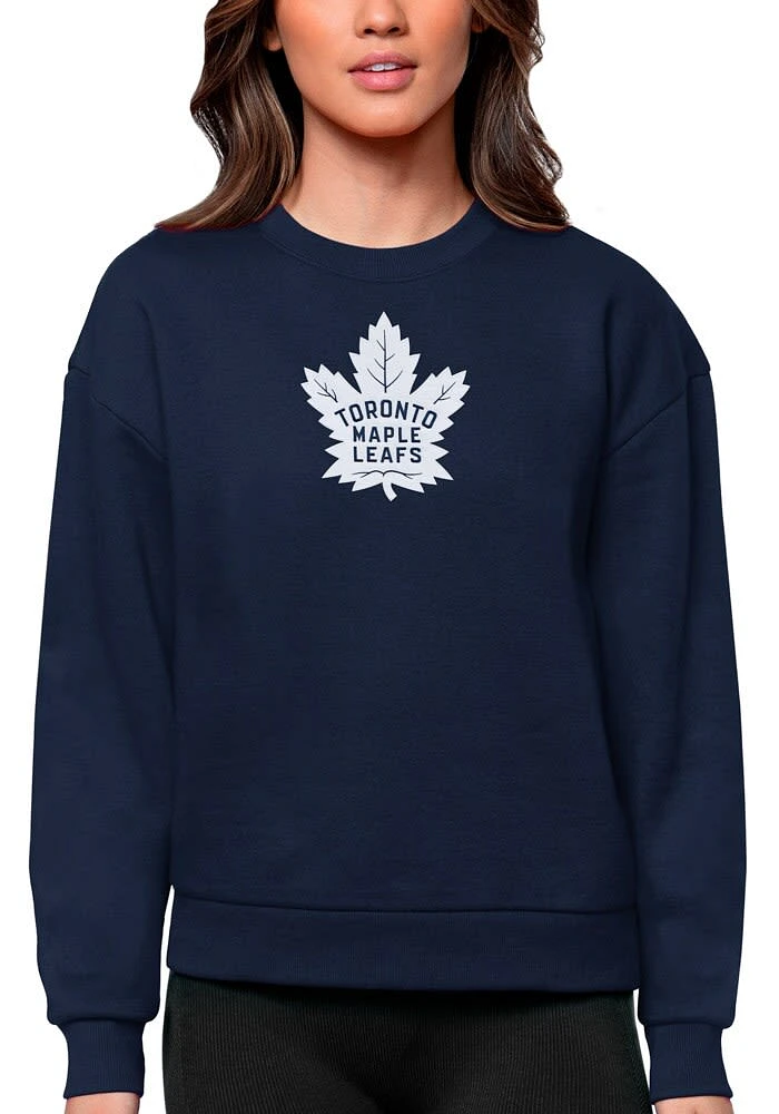 Antigua Toronto Maple Leafs Womens Navy Blue Full Front Victory Crew Sweatshirt