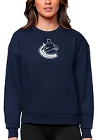 Antigua Vancouver Canucks Womens Navy Blue Full Front Dark Victory Crew Sweatshirt
