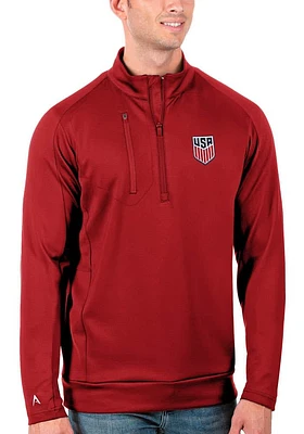 Antigua USMNT Mens Generation Long Sleeve Qtr Zip Pullover