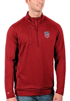 Antigua USMNT Mens Red Generation Long Sleeve Qtr Zip Pullover