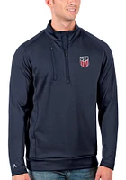 Antigua USMNT Mens Navy Blue Generation Long Sleeve Qtr Zip Pullover