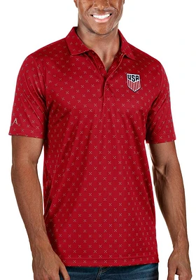 Antigua USMNT Mens Red Spark Short Sleeve Polo