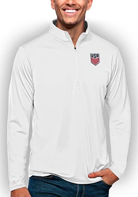 Antigua USMNT Mens Tribute Long Sleeve Qtr Zip Pullover
