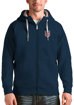 Antigua USMNT Mens Navy Blue Victory Long Sleeve Full Zip Jacket