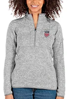 Antigua USWNT Womens Grey Fortune Qtr Zip