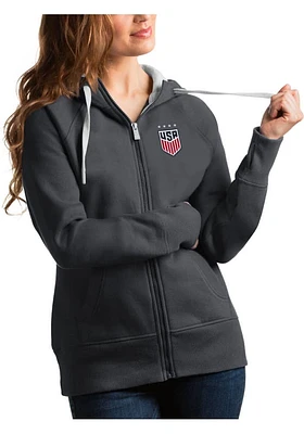 Antigua USWNT Womens Charcoal Victory Long Sleeve Full Zip Jacket