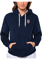 Antigua USWNT Womens Navy Blue Victory Hooded Sweatshirt