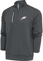 Antigua Philadelphia Eagles Mens Black Metallic Logo Generation Long Sleeve Qtr Zip Pullover