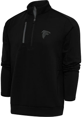 Antigua Atlanta Falcons Mens Black Tonal Logo Generation Long Sleeve Qtr Zip Pullover