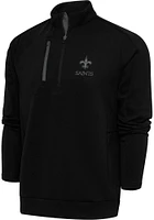Antigua New Orleans Saints Mens Black Tonal Logo Generation Long Sleeve Qtr Zip Pullover