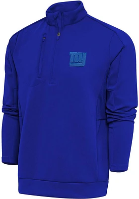 Antigua New York Giants Mens Blue Tonal Logo Generation Long Sleeve Qtr Zip Pullover