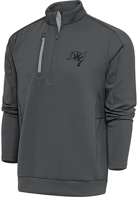 Antigua Tampa Bay Buccaneers Mens Grey Tonal Logo Generation Long Sleeve Qtr Zip Pullover