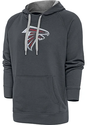 Antigua Atlanta Falcons Mens Charcoal Chenille Logo Victory Long Sleeve Hoodie