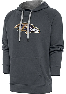 Antigua Baltimore Ravens Mens Charcoal Chenille Logo Victory Long Sleeve Hoodie