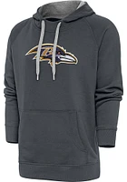 Antigua Baltimore Ravens Mens Charcoal Chenille Logo Victory Long Sleeve Hoodie