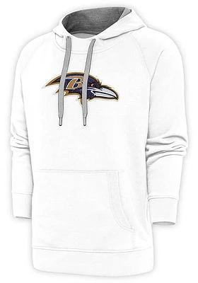 Antigua Baltimore Ravens Mens White Full Front Chenille Victory Long Sleeve Hoodie
