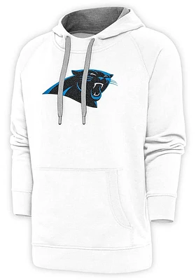 Antigua Carolina Panthers Mens White Full Front Chenille Victory Long Sleeve Hoodie