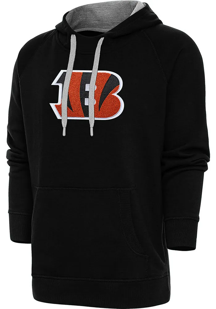 Antigua Cincinnati Bengals Mens Black Full Front Chenille Victory Long Sleeve Hoodie