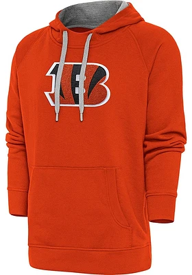 Antigua Cincinnati Bengals Mens Orange Chenille Logo Victory Long Sleeve Hoodie