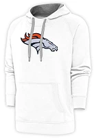 Antigua Denver Broncos Mens White Full Front Chenille Victory Long Sleeve Hoodie