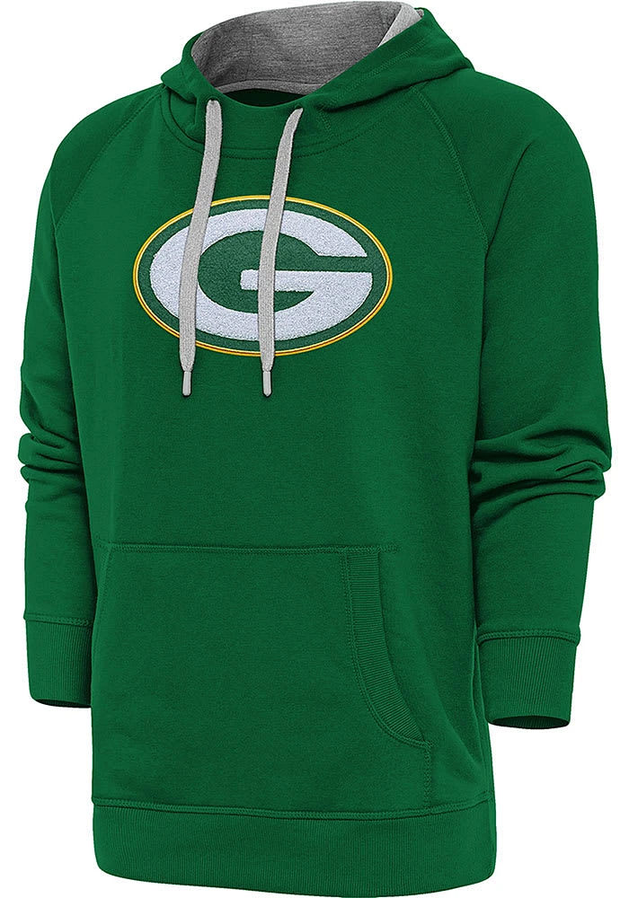 Antigua Green Bay Packers Mens Full Front Chenille Victory Long Sleeve Hoodie