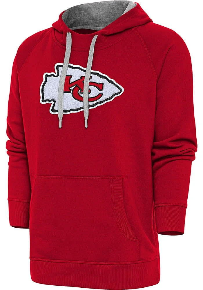 Antigua Kansas City Chiefs Mens Full Front Chenille Victory Long Sleeve Hoodie