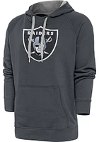Antigua Las Vegas Raiders Mens Charcoal Chenille Logo Victory Long Sleeve Hoodie