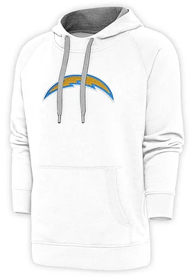 Antigua Los Angeles Chargers Mens White Full Front Chenille Victory Long Sleeve Hoodie