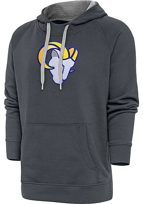Antigua Los Angeles Rams Mens Charcoal Chenille Logo Victory Long Sleeve Hoodie